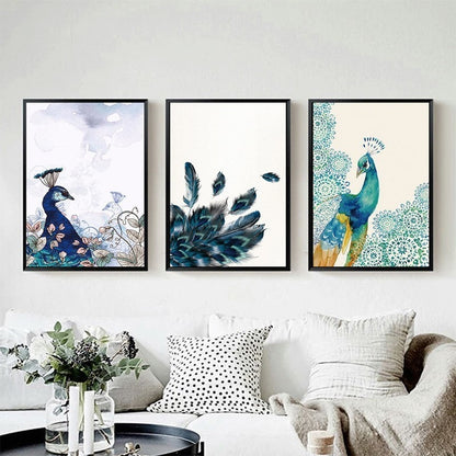 Peacock and Floral Canvas Art Print for Wall Decor