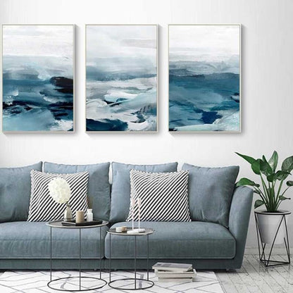 Serene Blue Mountain Abstract Canvas Art for Modern Spaces
