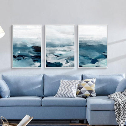 Serene Blue Mountain Abstract Canvas Art for Modern Spaces