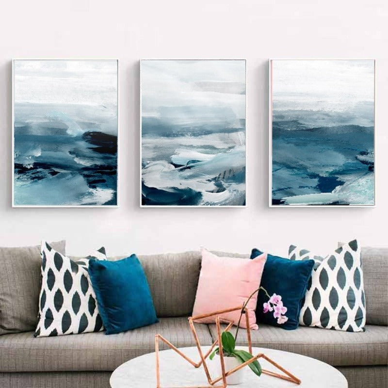 Serene Blue Mountain Abstract Canvas Art for Modern Spaces