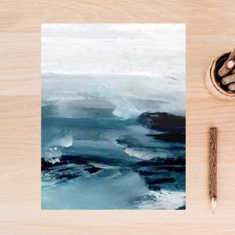 Serene Blue Mountain Abstract Canvas Art for Modern Spaces