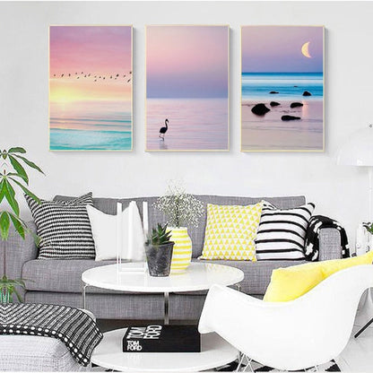 Canvas Art Print of Stunning Sunset over the Sea