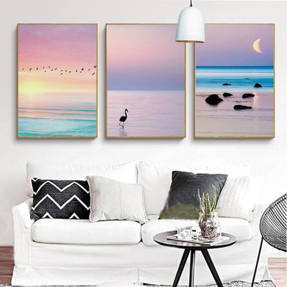 Canvas Art Print of Stunning Sunset over the Sea