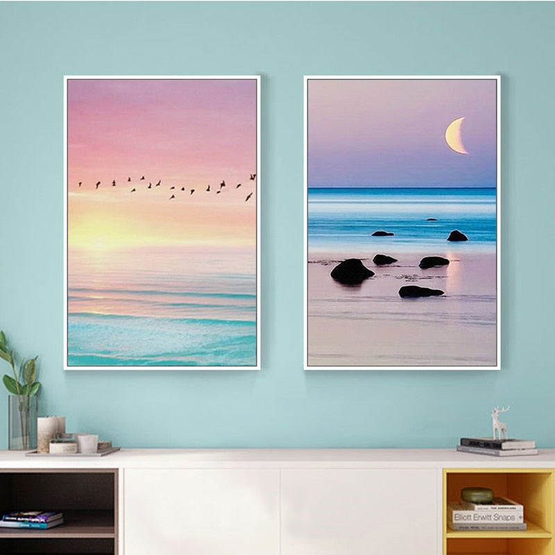 Canvas Art Print of Stunning Sunset over the Sea