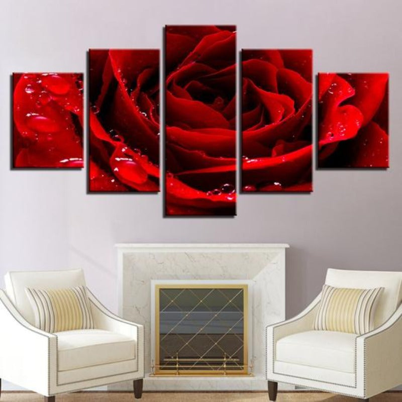 Canvas Wall Art Featuring Stunning Red Rose