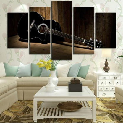 Canvas Wall Art Painting of a Black Guitar