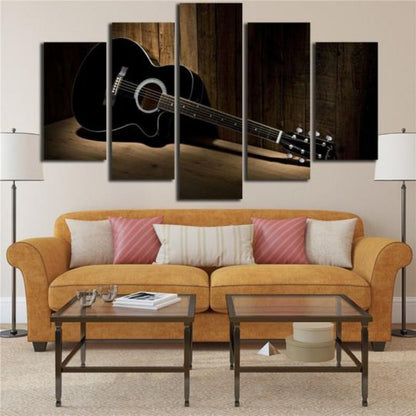 Canvas Wall Art Painting of a Black Guitar