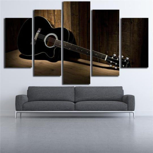Canvas Wall Art Painting of a Black Guitar
