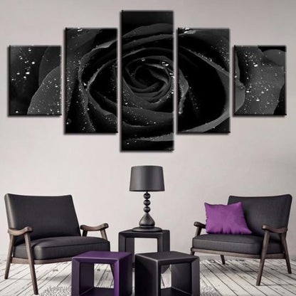 Canvas Art Print - Black Rose Wall Decor