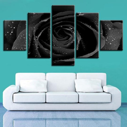 Canvas Art Print - Black Rose Wall Decor