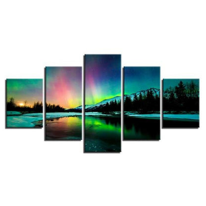 Canvas Art Print of Aurora Borealis Over Lake