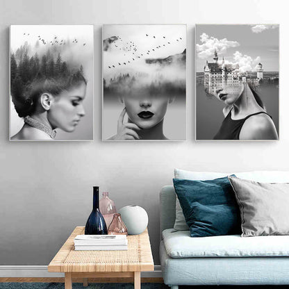 Elegant Abstract Women Landscape Canvas Art Set – 3 Pieces