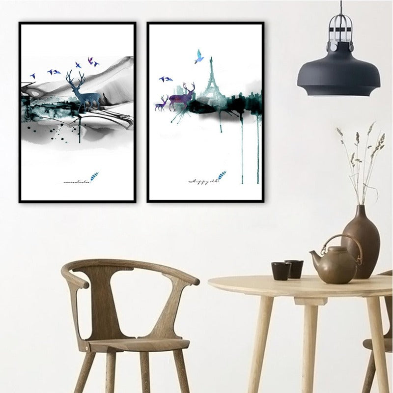 Chic Parisian Deer Canvas Art - Eiffel Tower Inspiration