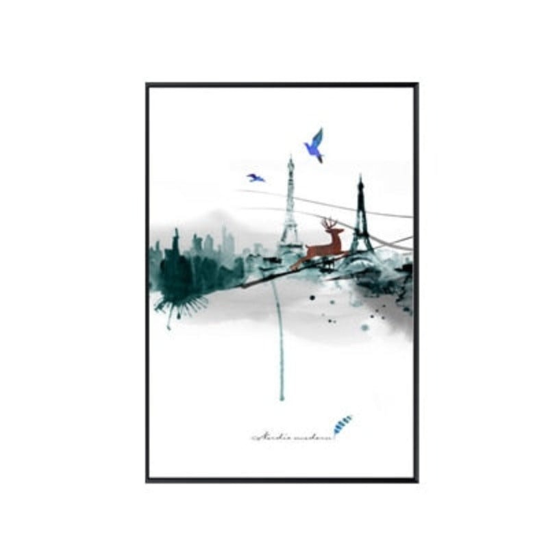 Chic Parisian Deer Canvas Art - Eiffel Tower Inspiration