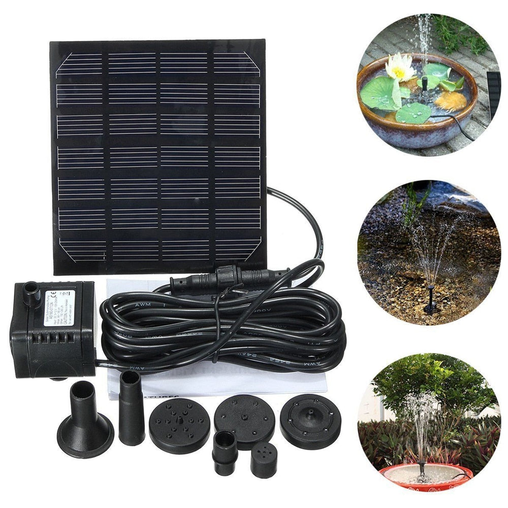 Solar Water Fountain for Pond or Birdbath – Includes 4 Spray Heads