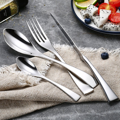 Modern Silver Cutlery Set - 18/10 Stainless Steel Utensils