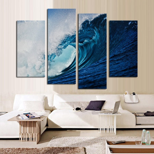 Ocean Wave Canvas Artwork – Large Blue Seascape Wall Decor