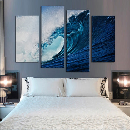Ocean Wave Canvas Artwork – Large Blue Seascape Wall Decor