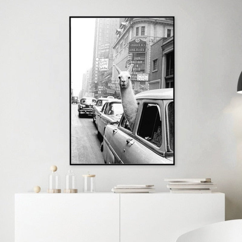 Taxi Canvas Art featuring Alpaca – Wall Decoration