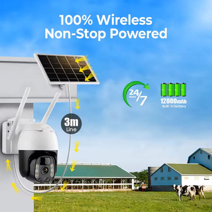 2K Solar WIFI PTZ Camera with Night Vision and Auto-Tracking