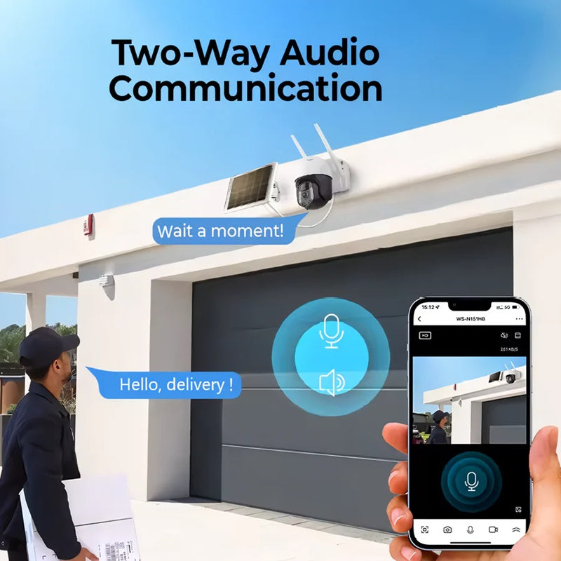 2K Solar WIFI PTZ Camera with Night Vision and Auto-Tracking