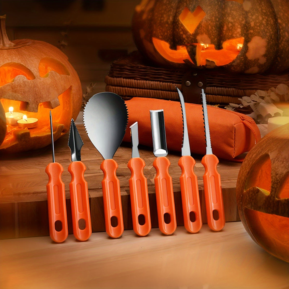 Ultimate Pumpkin Carving Kit with Stainless Steel Tools & Organizer