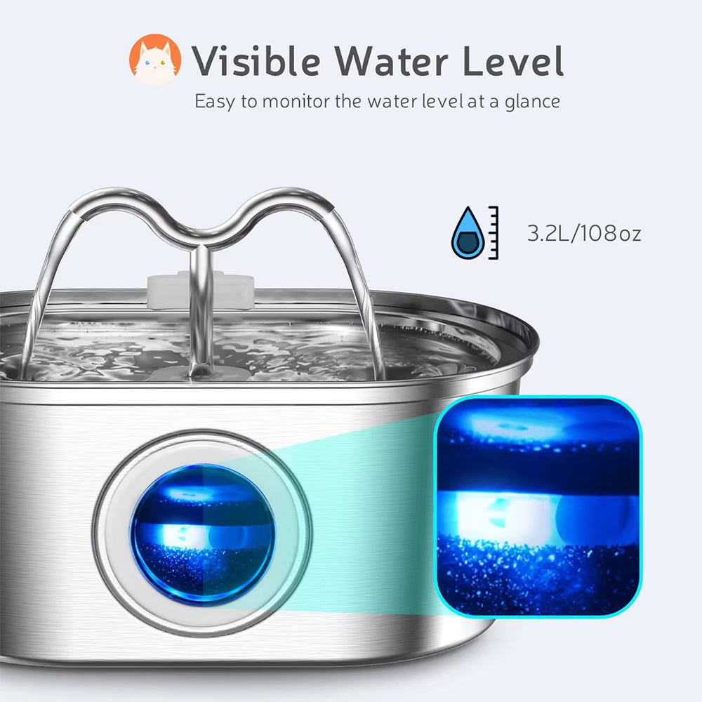 3.2L Stainless Steel Pet Water Dispenser for Dogs