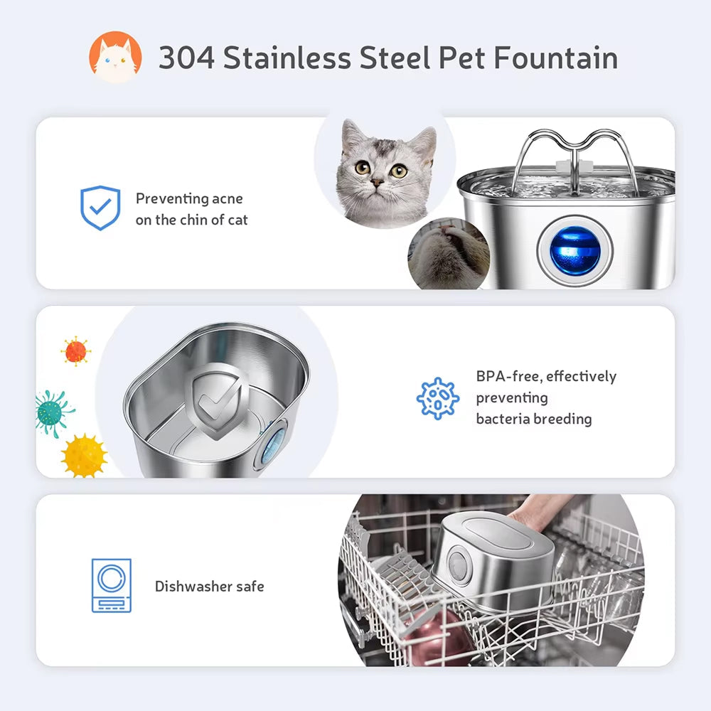 3.2L Stainless Steel Pet Water Dispenser for Dogs