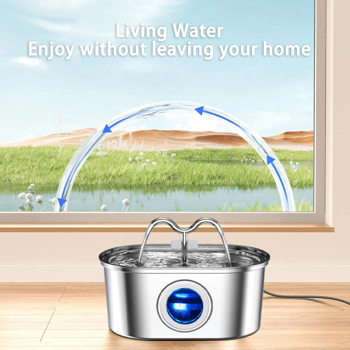3.2L Stainless Steel Pet Water Dispenser for Dogs