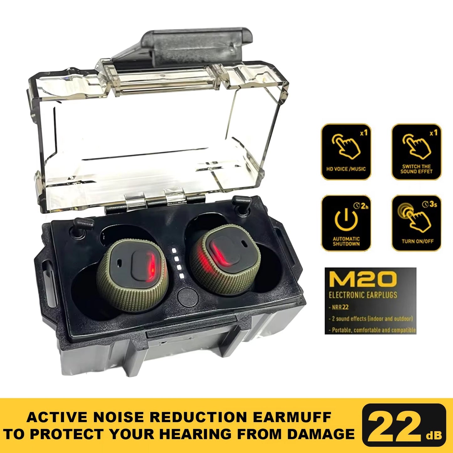 Shooting Earbuds with NRR22 Noise Reduction Protection