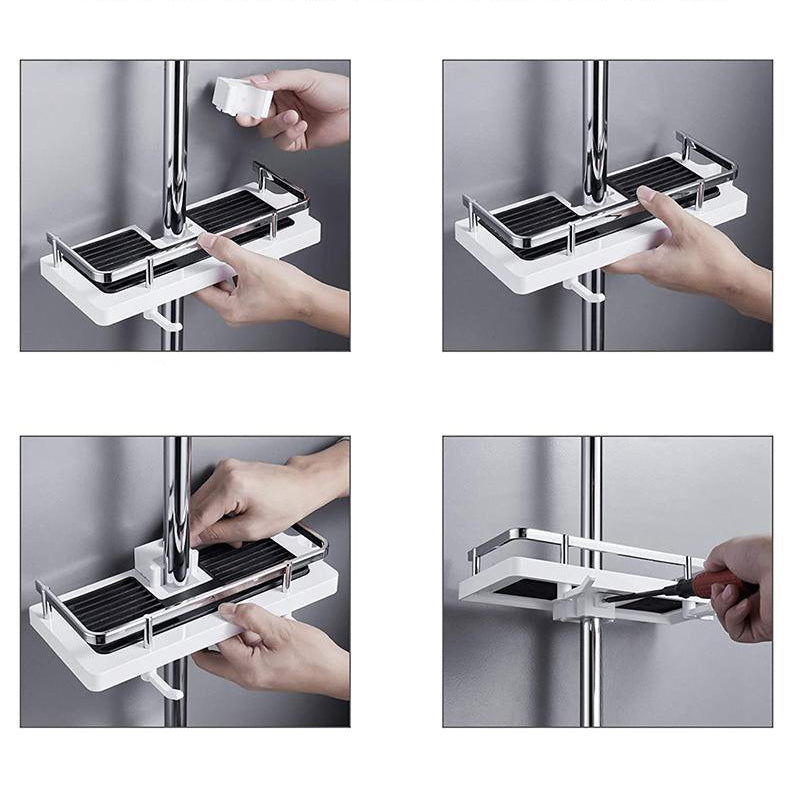 Adjustable Shower Shelf Without Drilling – Rustproof Organizer for Shampoo & Accessories