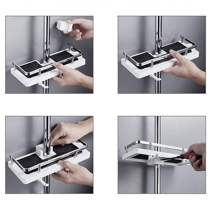 Adjustable Shower Shelf Without Drilling – Rustproof Organizer for Shampoo & Accessories