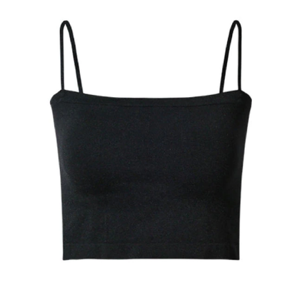 Wire-Free Bra with Spaghetti Strap Crop Top Design