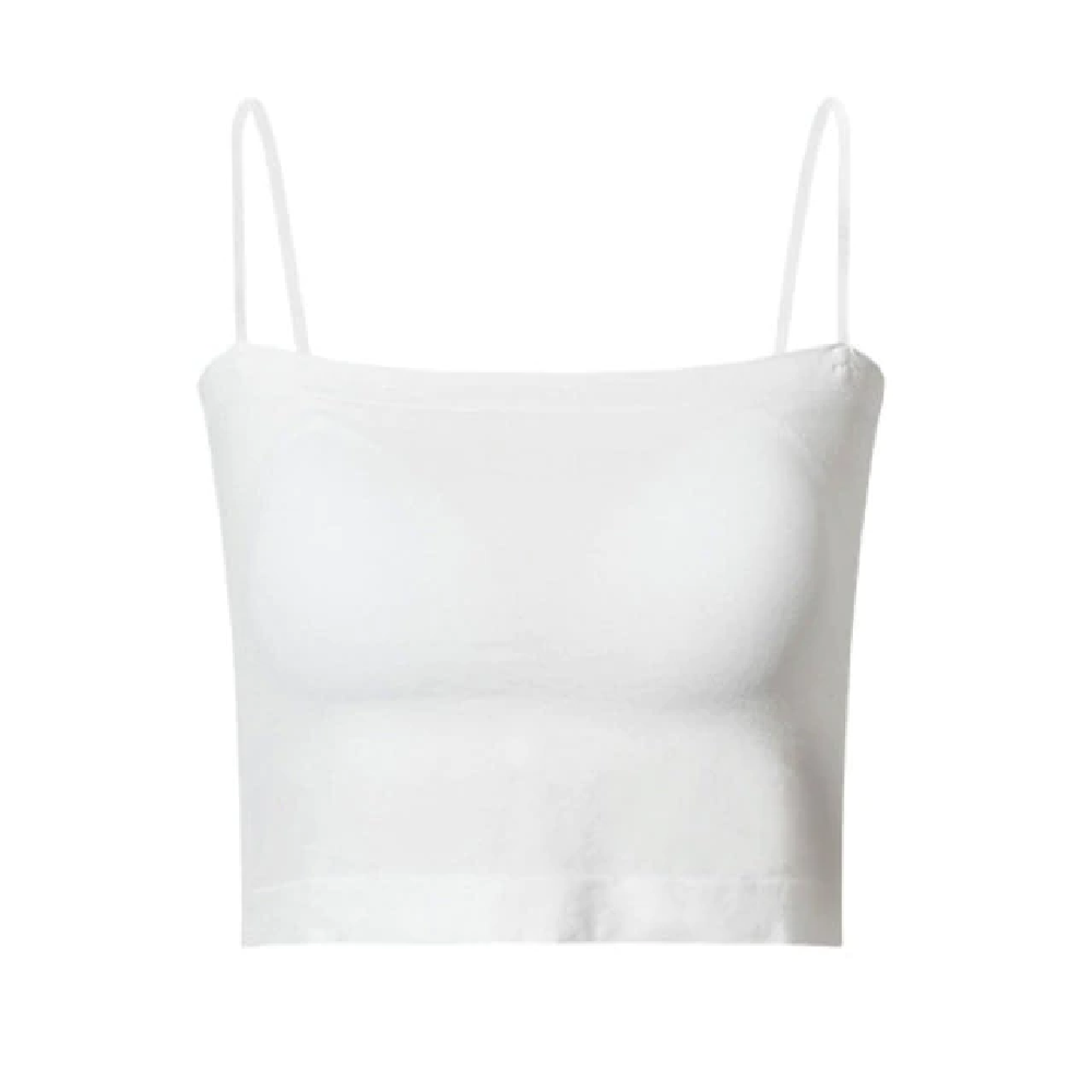 Wire-Free Bra with Spaghetti Strap Crop Top Design