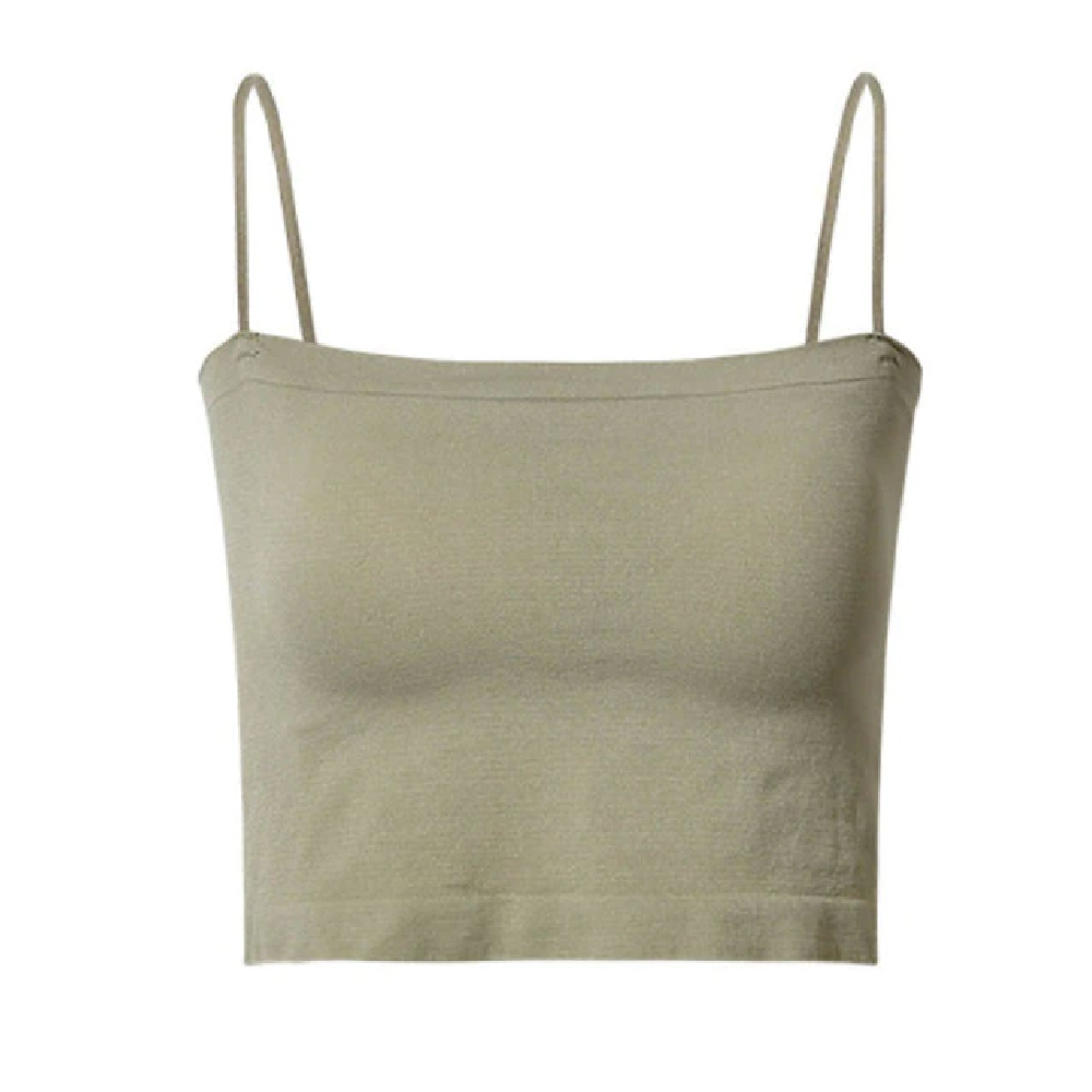 Wire-Free Bra with Spaghetti Strap Crop Top Design