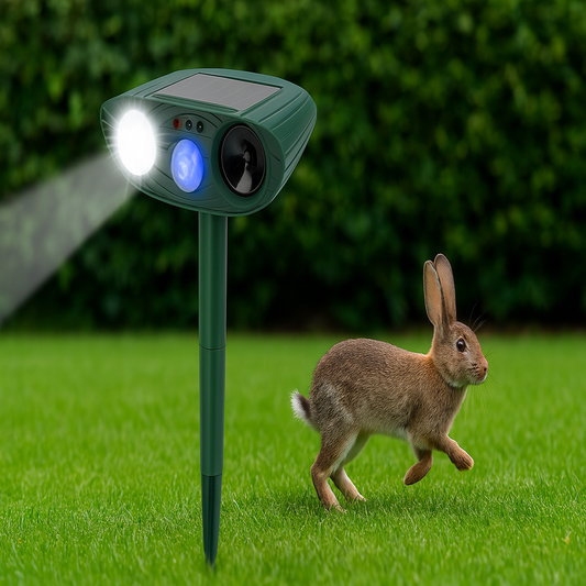 Solar Ultrasonic Rabbit Deterrent with Flashing Light – Garden Pest Control