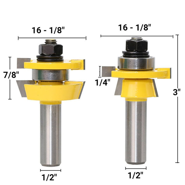Stylish Joint-Making Router Bit Set - 2-Piece, 1/2" Shank