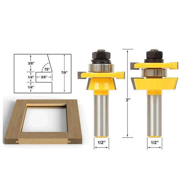 Stylish Joint-Making Router Bit Set - 2-Piece, 1/2" Shank