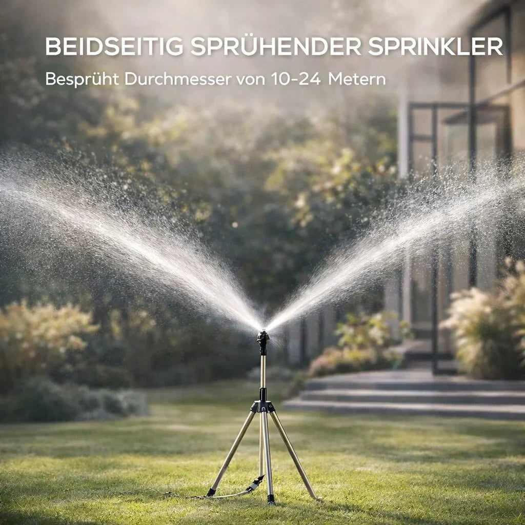 360-Degree Garden Sprinkler on Tripod Stand
