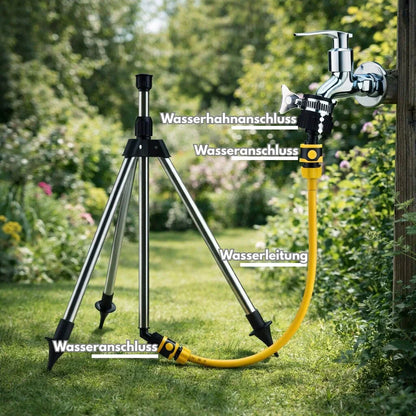 360-Degree Garden Sprinkler on Tripod Stand