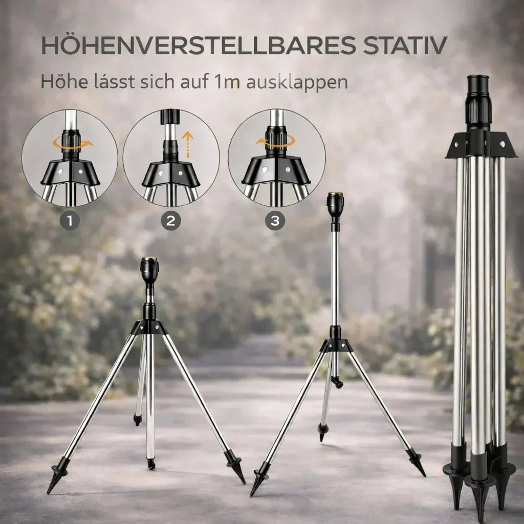 360-Degree Garden Sprinkler on Tripod Stand