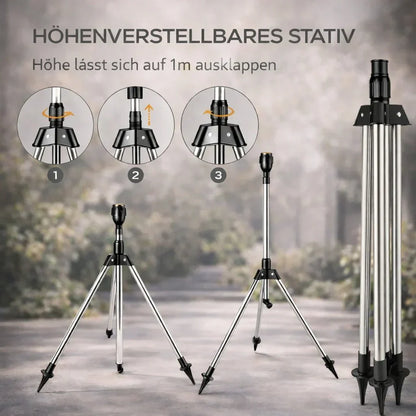 360-Degree Garden Sprinkler on Tripod Stand