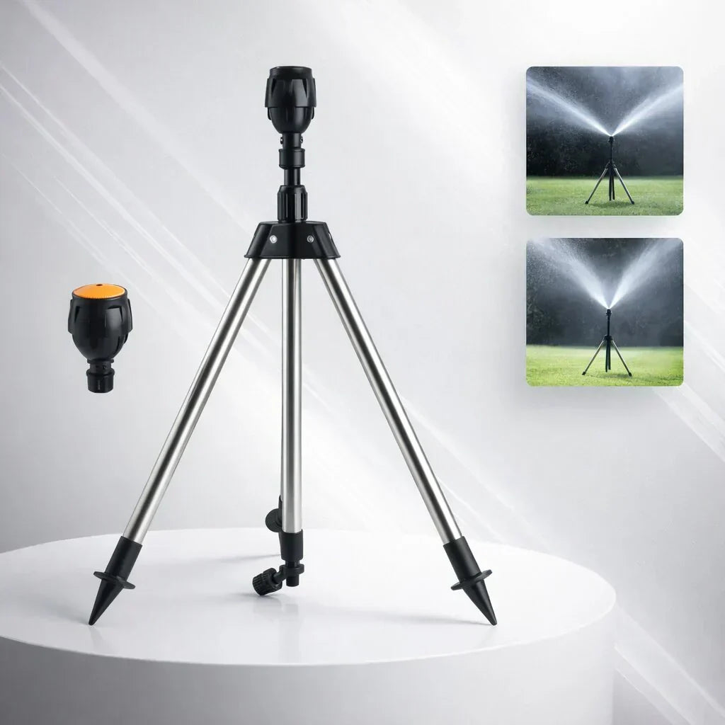 360-Degree Garden Sprinkler on Tripod Stand