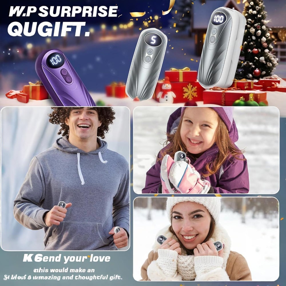 Portable Rechargeable Hand Warmers with LED Display – Pack of 2