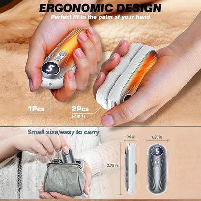 Portable Rechargeable Hand Warmers with LED Display – Pack of 2