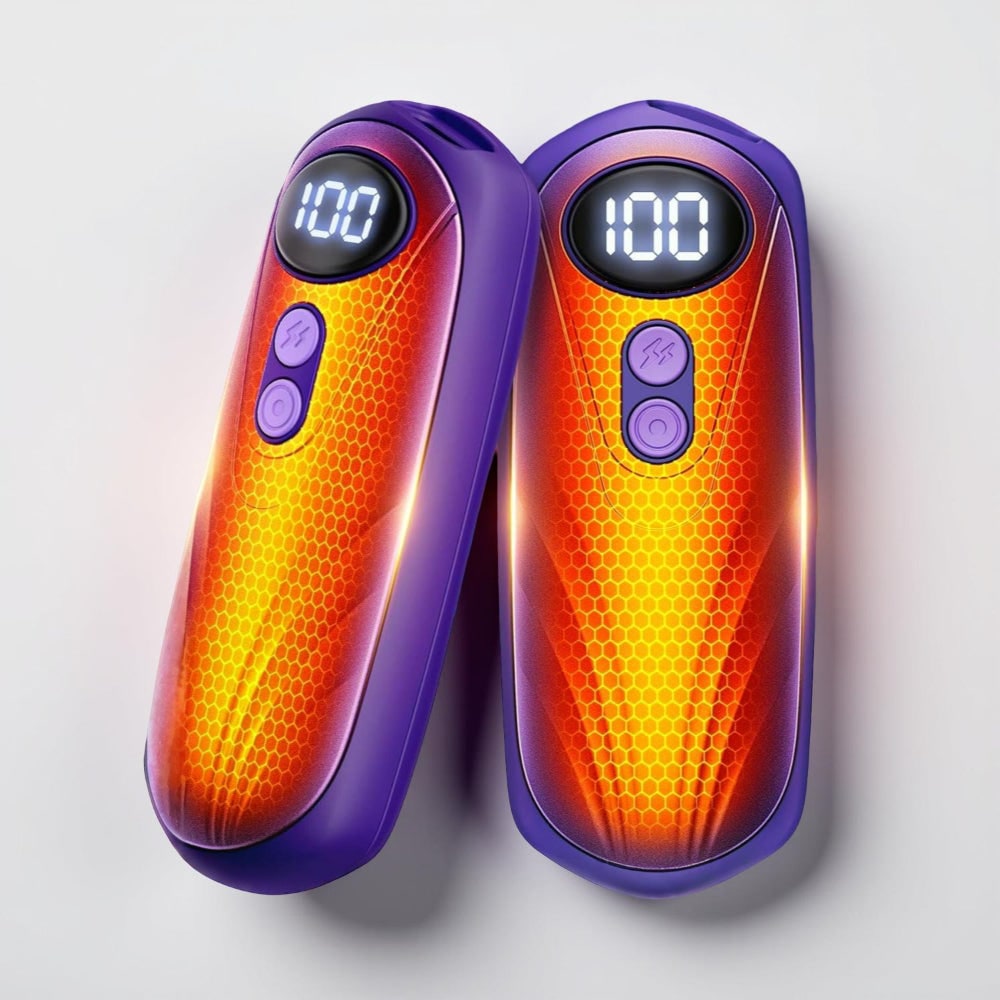 Portable Rechargeable Hand Warmers with LED Display – Pack of 2