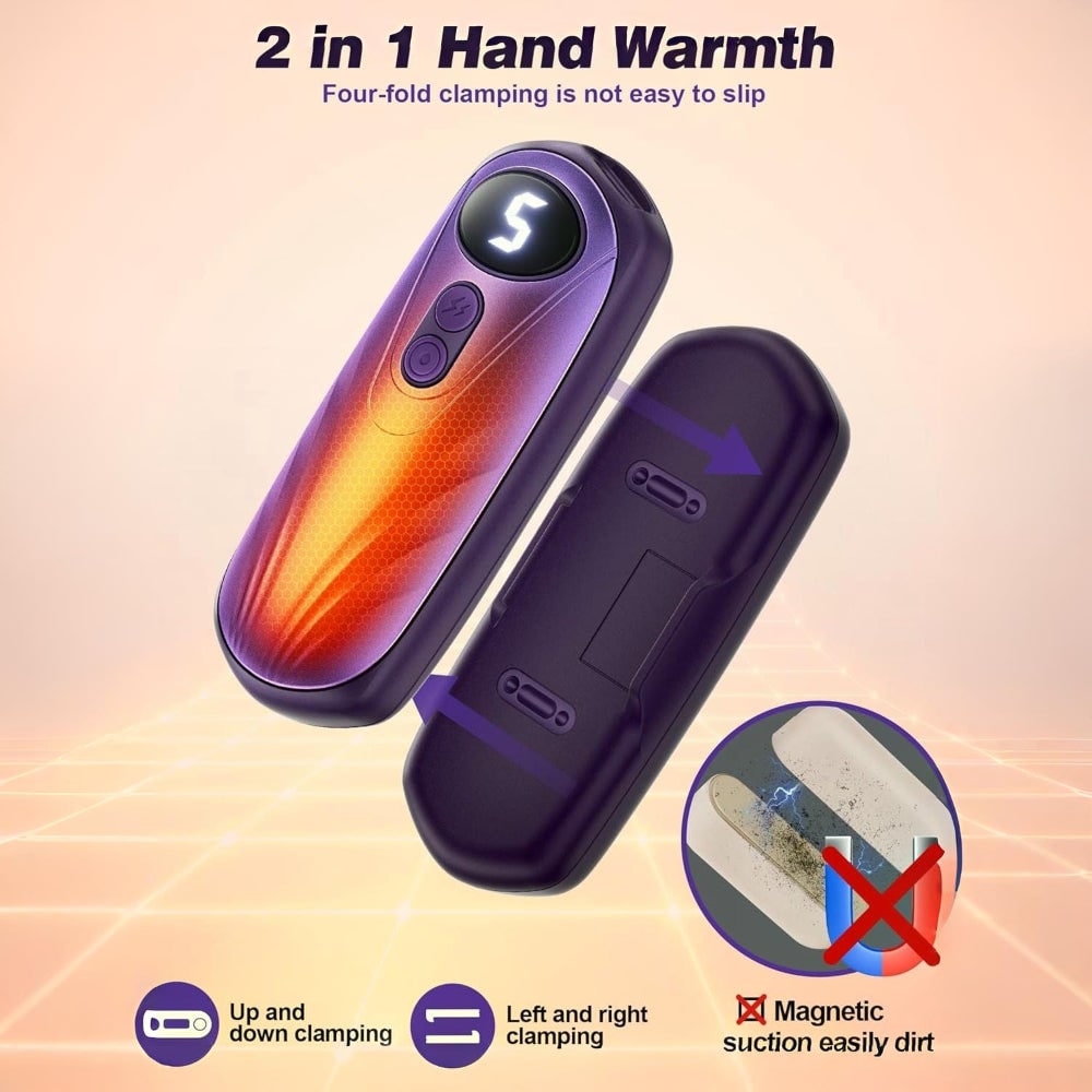 Portable Rechargeable Hand Warmers with LED Display – Pack of 2