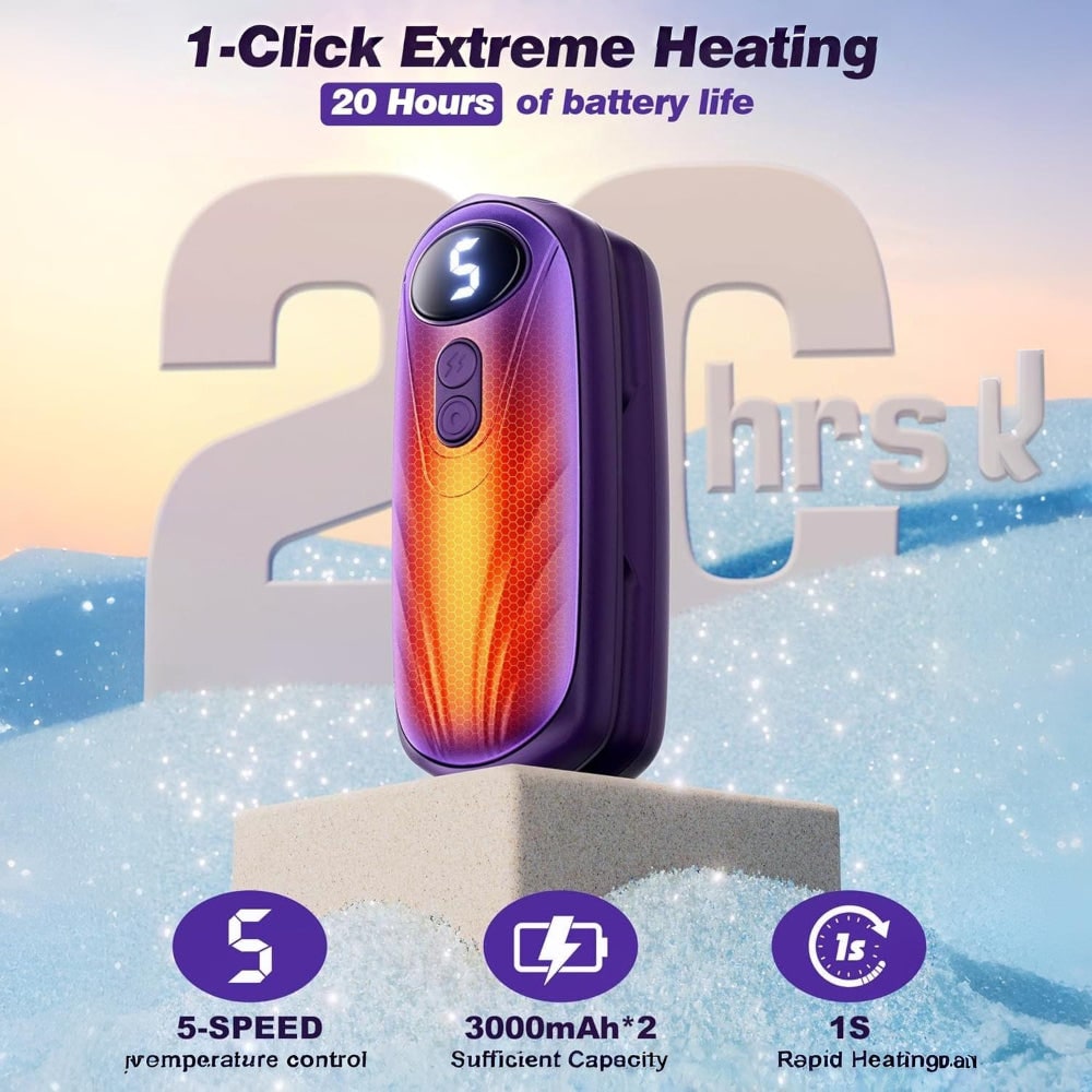 Portable Rechargeable Hand Warmers with LED Display – Pack of 2