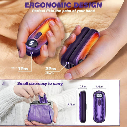 Portable Rechargeable Hand Warmers with LED Display – Pack of 2