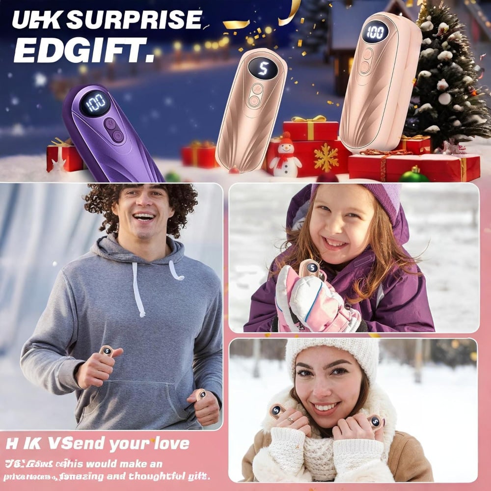 Portable Rechargeable Hand Warmers with LED Display – Pack of 2